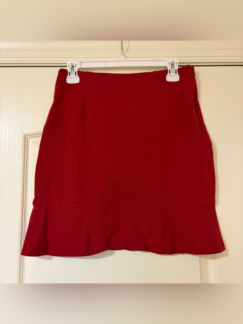 Doncaster Crimson Mini Skirt with Flounce Hem
